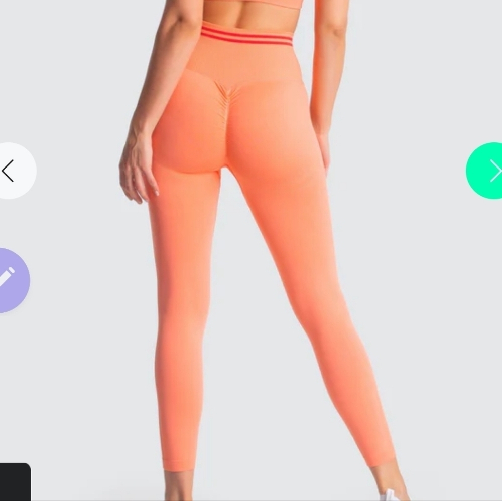 Doyoueven DYE Scrunch Seamless Leggings - Cantaloupe Orange - Picture 2 of 5